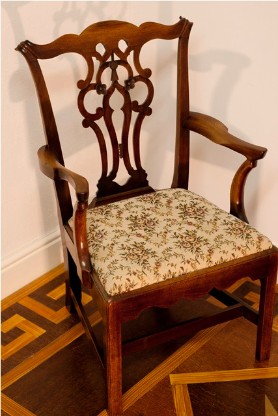 Scottish Carved Chippendale Mahogany Armchair