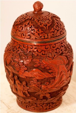Chinese Cinnabar Lacquer Lidded Vase