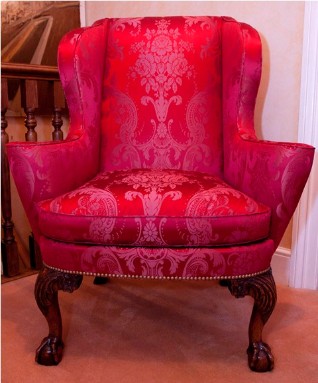 George 1st/2nd carved walnut wing chair