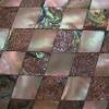 English Victorian mother of pearl inlaid oval hand mirror, detail